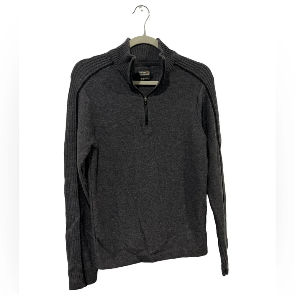 Royal Robbins‎ Thermal 1/4 Zip Sweater Men’s Medium Grey Pullover Wool Blend EUC